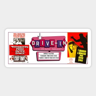 Drive-In Double Feature - Teenagers from Outer Space Sticker